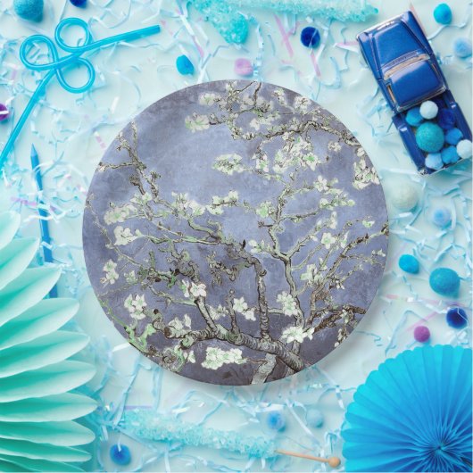 Van Gogh Amandelbloesems Staal Blauw Papieren Bordje (Feest)