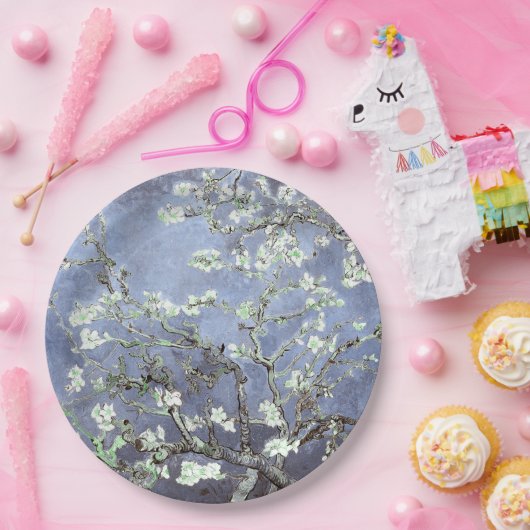 Van Gogh Amandelbloesems Staal Blauw Papieren Bordje (Feest)