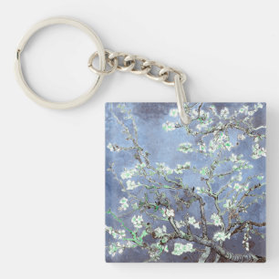 Van Gogh Amandelbloesems Staal Blauw Sleutelhanger