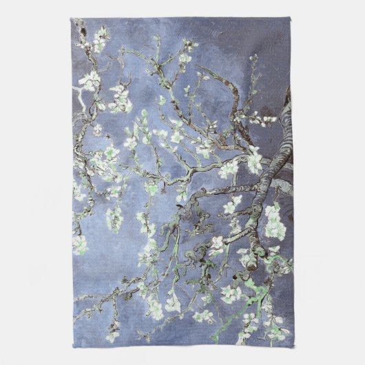 Van Gogh Amandelbloesems Staal Blauw Theedoek (Verticaal)
