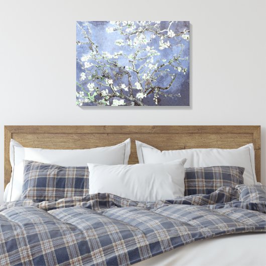 Van Gogh Amandelbloesems Staalblauw Canvas Afdruk (Insitu (Slaapkamer))