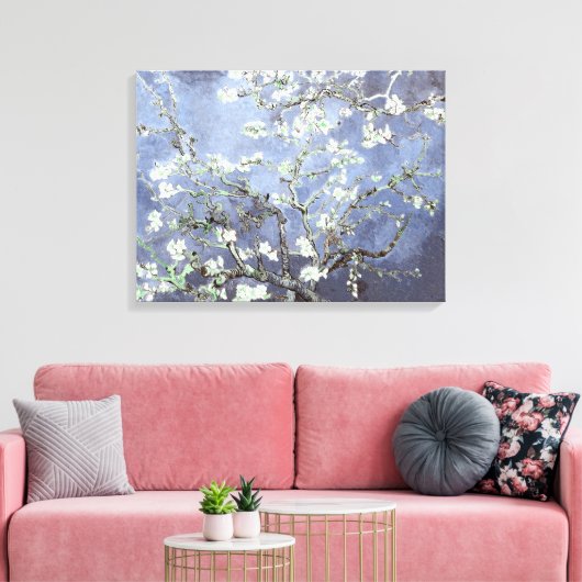 Van Gogh Amandelbloesems Staalblauw Canvas Afdruk (Insitu (Woonkamer))
