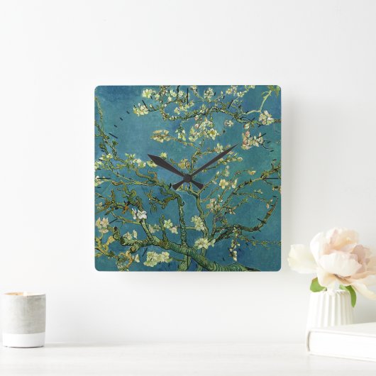Van Gogh Amandelbloesems Tijdstuk Vierkante Klok (Huis)