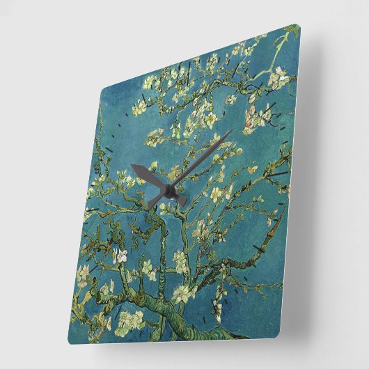 Van Gogh Amandelbloesems Tijdstuk Vierkante Klok (Hoek)