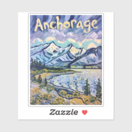 Van Gogh Anchorage Alaska Landschap Vintage Reis Sticker