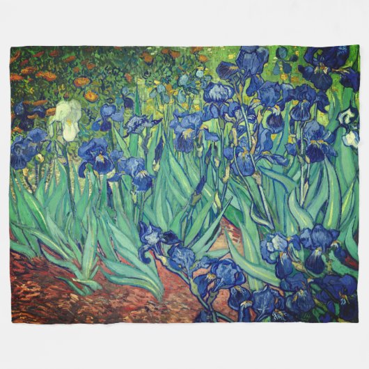 Van Gogh Art Irises Fleece Deken (Voorkant (Horizontaal))