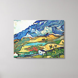 Van Gogh art - Les Alpilles Mountain Landscape Canvas Afdruk