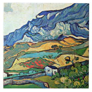 Van Gogh art - Les Alpilles Mountain Landscape Tegeltje