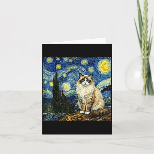Van Gogh Art Starry Night - Funny Ragdoll Cat Arti Kaart (Voorkant)