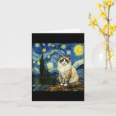Van Gogh Art Starry Night - Funny Ragdoll Cat Arti Kaart (Gele Bloem)