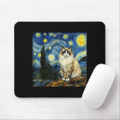 Van Gogh Art Starry Night - Funny Ragdoll Cat Arti Muismat (Met muis)