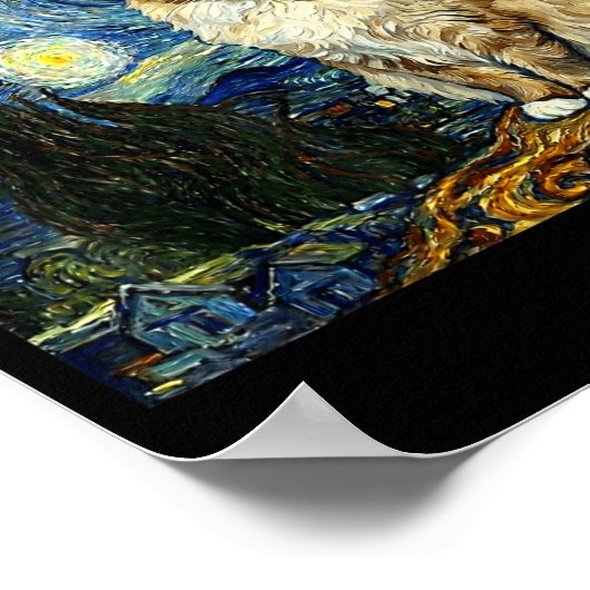 Van Gogh Art Starry Night - Funny Ragdoll Cat Arti Poster (Hoek)