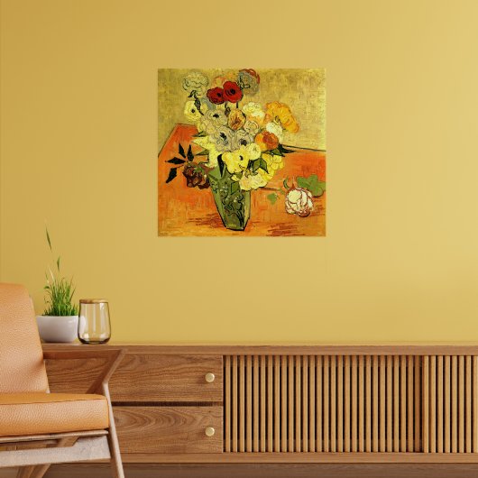 Van Gogh artwork, Japanese Vase with Roses, Poster (Woonkamer 2)