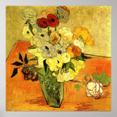 Van Gogh artwork, Japanese Vase with Roses, Poster (Voorkant)
