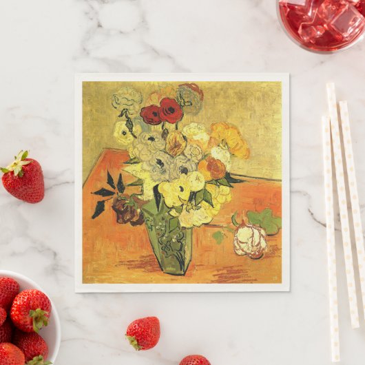 Van Gogh artwork, Japanese Vase with Roses, Servet (Insitu)