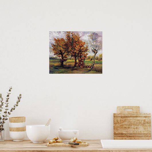 Van Gogh - Autumn landschap met vier bomen Poster (Keuken)