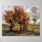 Van Gogh - Autumn landschap met vier bomen Poster (Voorkant)