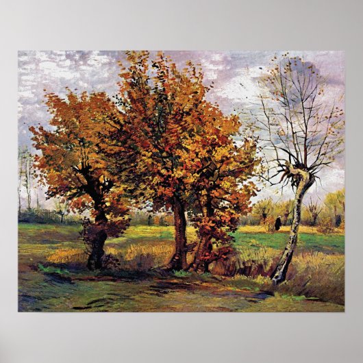 Van Gogh - Autumn landschap met vier bomen Poster (Voorkant)