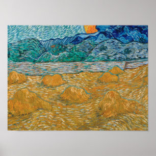 Van Gogh - Avond landschap met stijgende maan Poster