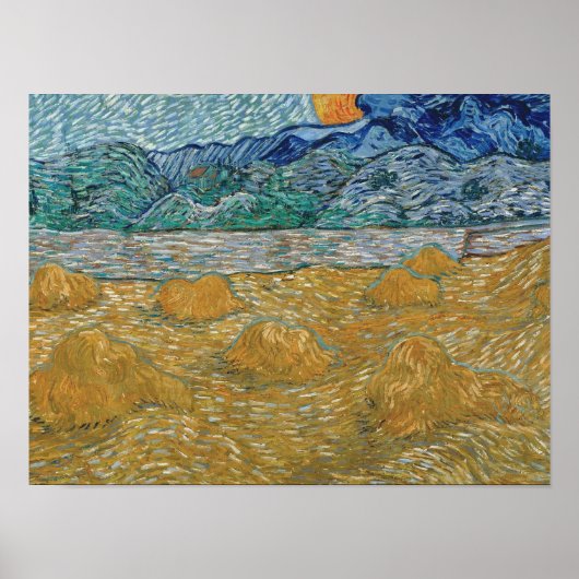 Van Gogh - Avond landschap met stijgende maan Poster (Voorkant)