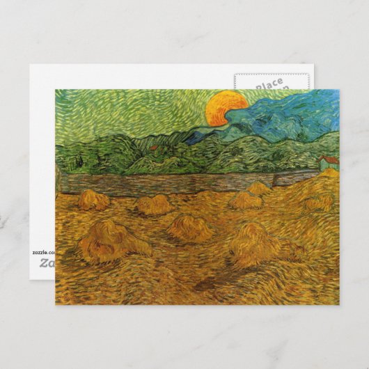 Van Gogh - Avondlandschap met opkomende maan Briefkaart (Voorkant / Achterkant)