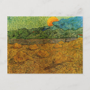 Van Gogh - Avondlandschap met opkomende maan Briefkaart