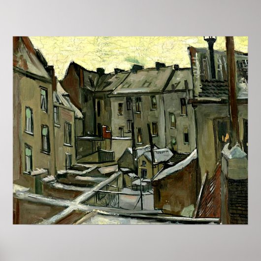 Van Gogh - Backyards in Antwerp in the Snow Poster (Voorkant)