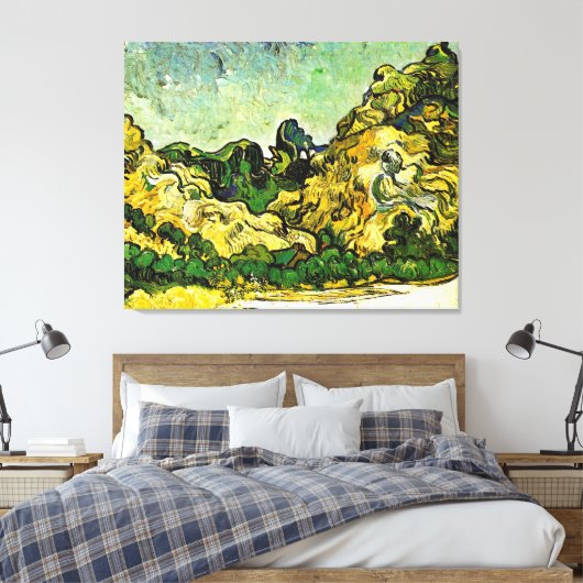 Van Gogh - Berglandschap in Saint-Remy Canvas Afdruk (Insitu (Slaapkamer))