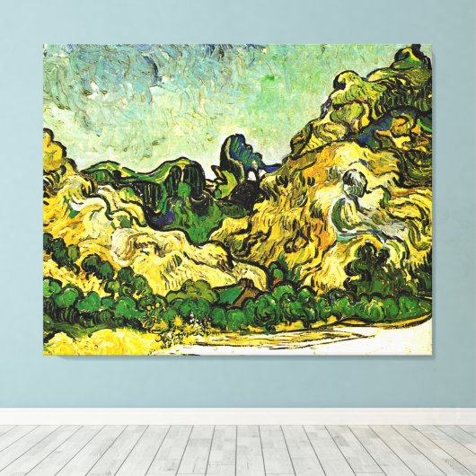 Van Gogh - Berglandschap in Saint-Remy Canvas Afdruk (Insitu (Houten vloer))