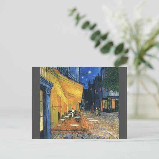 Van Gogh beroemd schilderend Cafe Terrace bij nach Briefkaart (Staand voorkant)