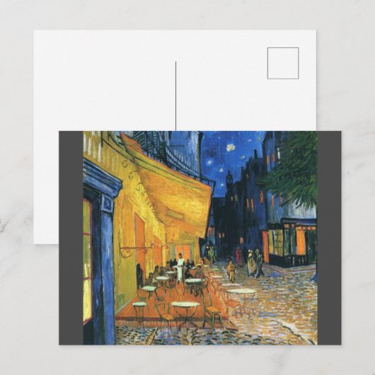 Van Gogh beroemd schilderend Cafe Terrace bij nach Briefkaart (Voorkant / Achterkant)
