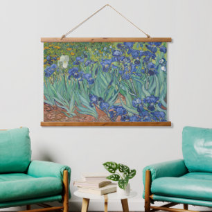 Van Gogh beroemde blauwe irissen bloemenschilderij Hangend Wandkleed