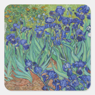 Van Gogh beroemde blauwe irissen bloemenschilderij Vierkante Sticker