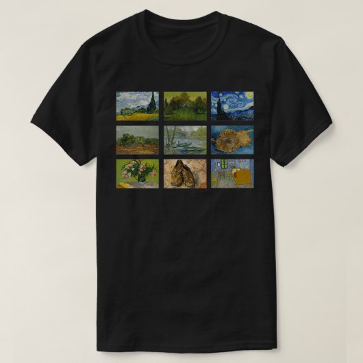 Van Gogh beroemde klassieke schilderijen T-shirt (Design voorkant)