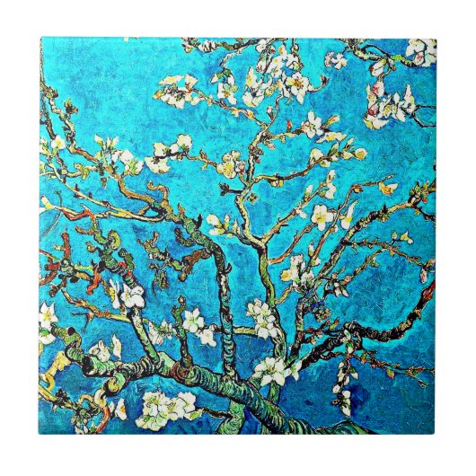 Van Gogh - Bijkantoren met amandelbloesems Tegeltje (Voorkant)