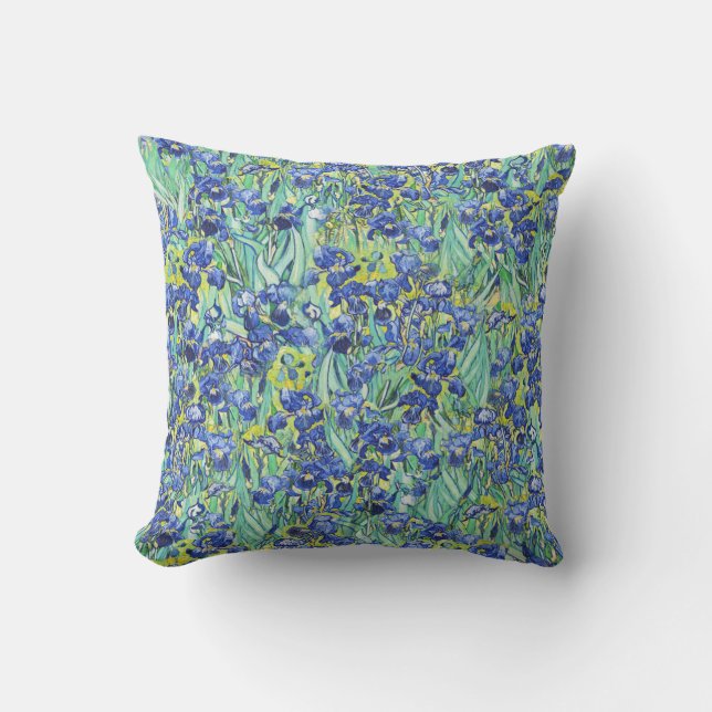 Van Gogh Blauwe Irissen Bloempatroon Kussen (Voorkant)