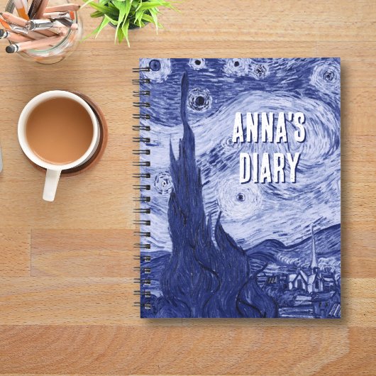 Van Gogh Blauwe Vertolking van de Sterrennacht Art Notitieboek