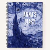 Van Gogh Blauwe Vertolking van de Sterrennacht Art Notitieboek (Voorkant)