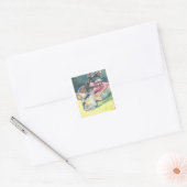 Van Gogh, bloeiende amandeltak Vierkante Sticker (Envelop)