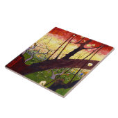 Van Gogh bloeiende krottenboom na Hiroshige Tegeltje (Zijkant)