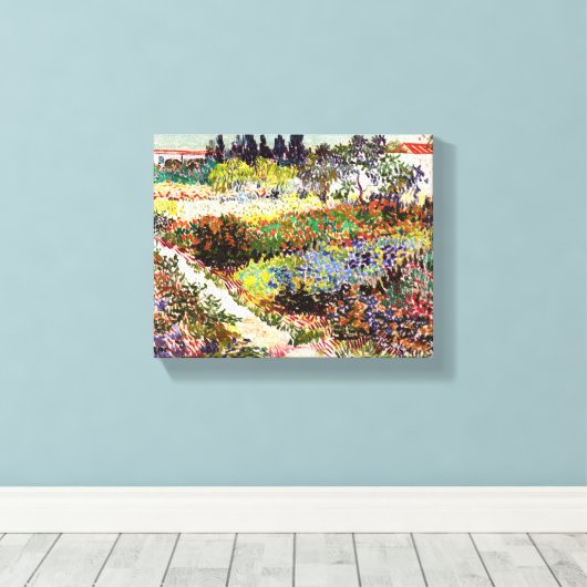 Van Gogh bloeiende tuin in Arles Floral Fine Art Canvas Afdruk (Insitu (Houten vloer))