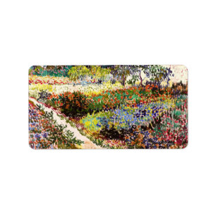 Van Gogh bloeiende tuin in Arles Floral Fine Art Etiket