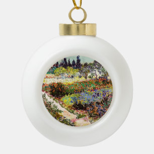 Van Gogh bloeiende tuin in Arles Floral Fine Art Keramische Bal Ornament