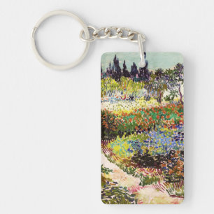 Van Gogh bloeiende tuin in Arles Floral Fine Art Sleutelhanger