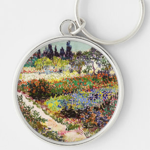 Van Gogh bloeiende tuin in Arles Floral Fine Art Sleutelhanger