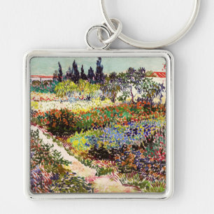 Van Gogh bloeiende tuin in Arles Floral Fine Art Sleutelhanger