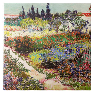 Van Gogh bloeiende tuin in Arles Floral Fine Art Tegeltje