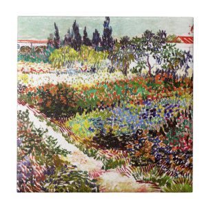 Van Gogh bloeiende tuin in Arles Floral Fine Art Tegeltje