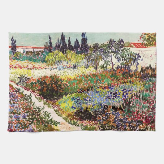 Van Gogh bloeiende tuin in Arles Floral Fine Art Theedoek (Horizontaal)