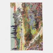 Van Gogh bloeiende tuin in Arles Floral Fine Art Theedoek (Verticaal)